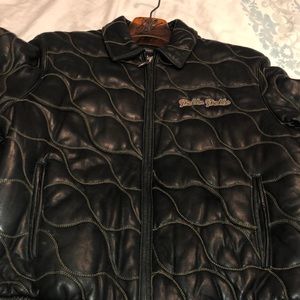 Women’s leather Peacock Pelle Pelle jacket.